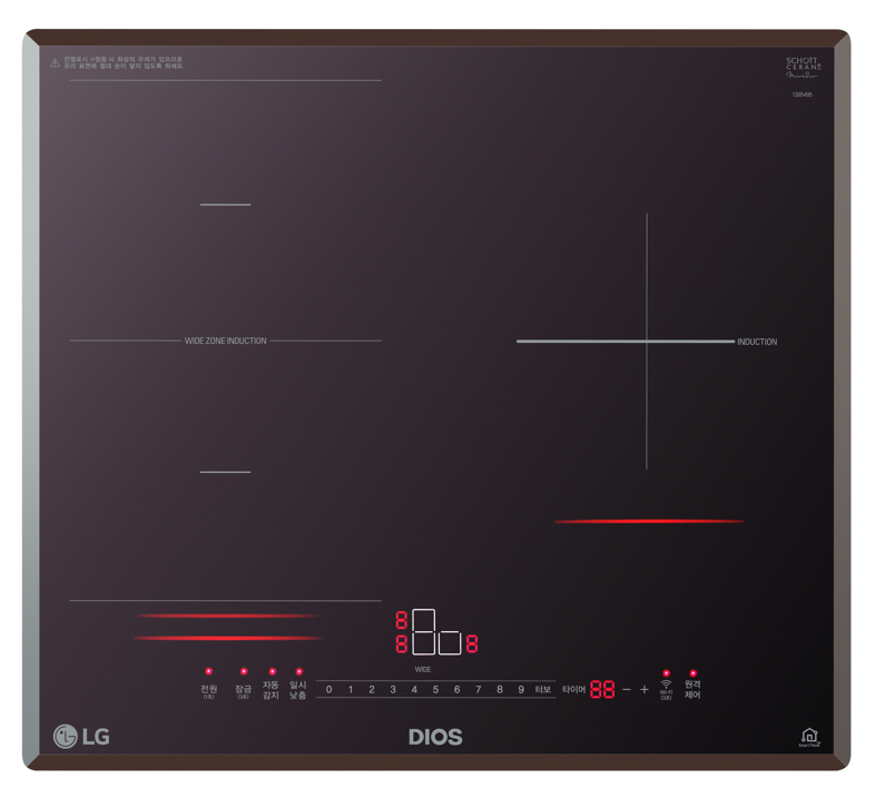 ▲올 들어 LG 디오스 전기레인지를 구입한 고객 중 약 80%가 인덕션 화구(火口)가 2개 이상인 제품을 선택했다. 사진은 긁힘에 강한 미라듀어 글라스가 적용된 LG 디오스 3구 인덕션 전기레인지(모델명: BEF3MT) (사진제공=LG전자)
