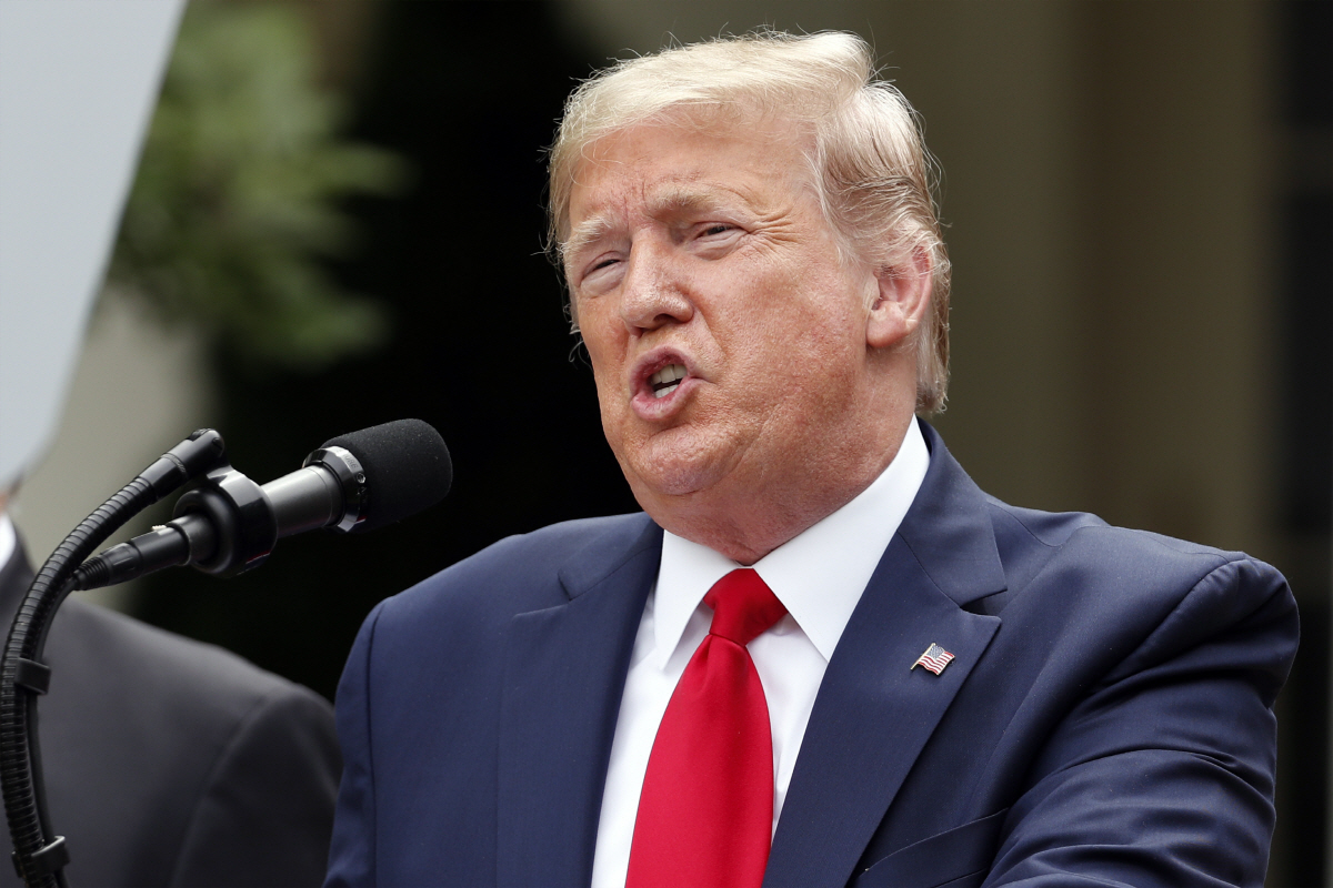 ▲ 도널드 트럼프 미국 대통령이 29일(현지시간) 백악관 로즈가든에서 기자회견을 하고 있다. 워싱턴/AP연합뉴스