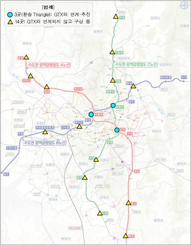▲GTX 역사별 환승센터 계획 현황. (출처=국토교통부)