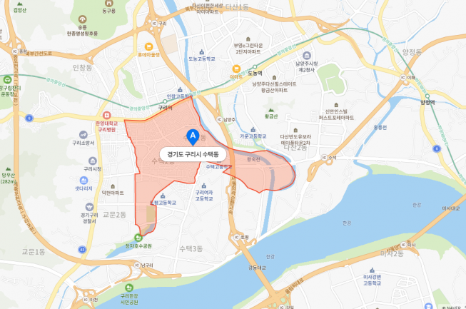 ▲경기 구리시 수택동 위치도. (사진=네이버지도)