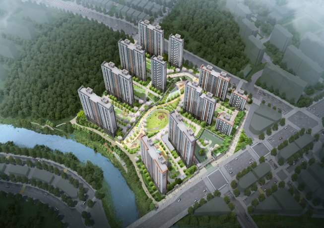 ▲'계룡 한라비발디 더 센트럴' 아파트 조감도. (사진제공=한라)