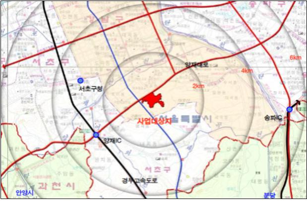 ▲개포 구룡마을 도시개발사업(강남구 개포동 567-1 일원) 위치도 (사진 = 서울시)