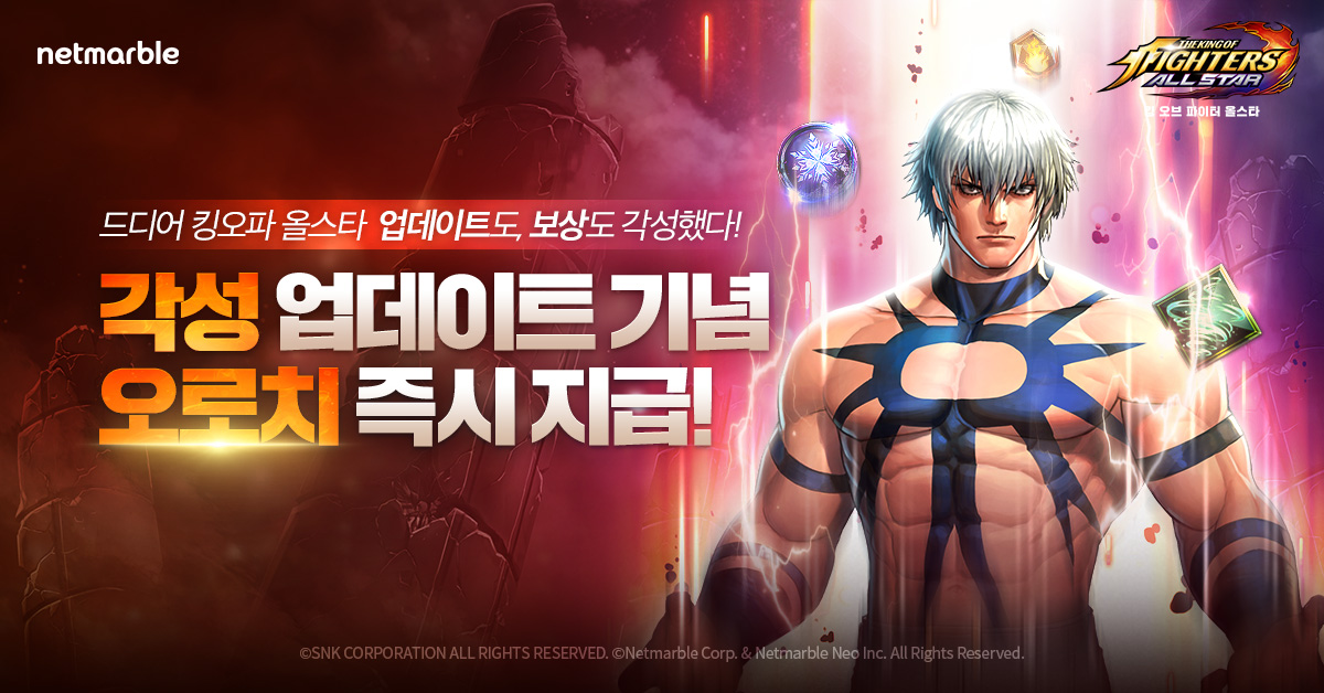 ▲‘더 킹 오브 파이터즈 올스타’ 파이터 각성 업데이트 이미지.  (사진제공=넷마블)