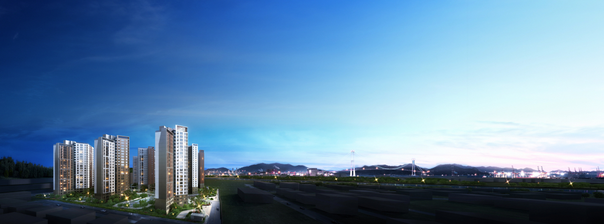 ▲GS건설이 전남 광양시 성황도이지구 L-2블록에 분양하는 ‘광양센트럴자이’ 투시도.