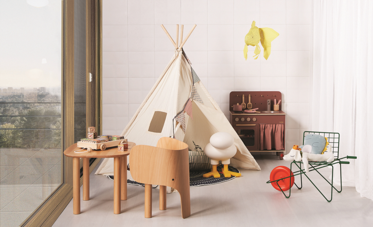 ▲LG하우시스의 바닥재 엑스컴포트, 벽장재 숨타일 등으로 꾸며진 '놀이터 패키지' 발코니 공간 모습 (사진제공=LG하우시스)