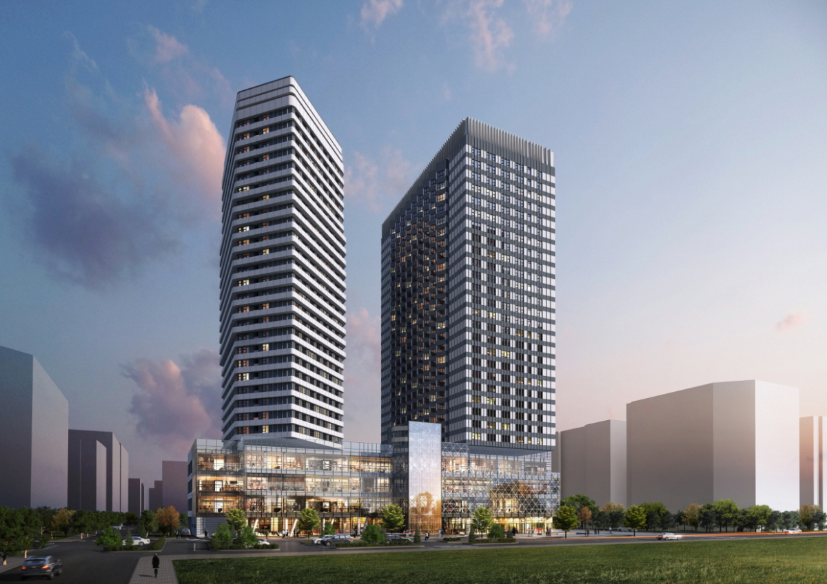 ▲서울 강동구 명일동 '주양쇼핑' 재건축 단지 투시도. (자료 제공=포스코건설)