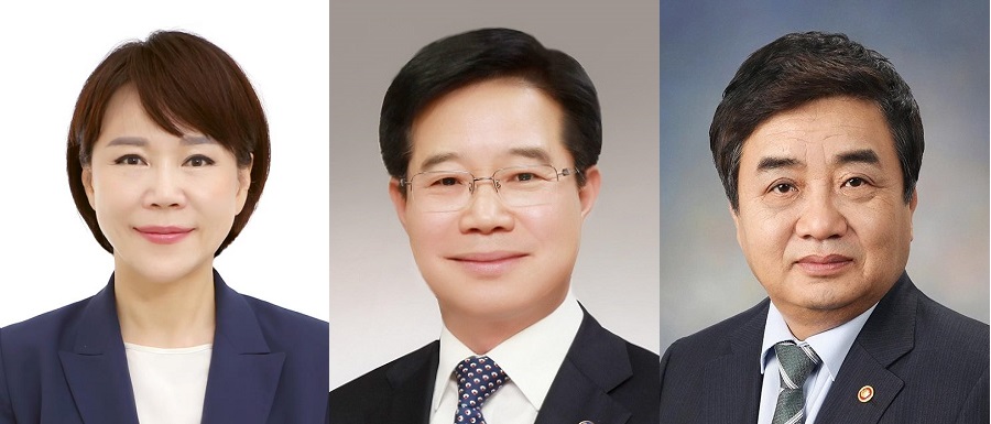 ▲(왼쪽부터 순서대로) 전현희 권익위원장, 김창룡 경찰청장, 한상혁 방통위원장. (사진제공=청와대)