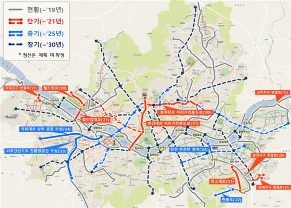 ▲서울시 자전거도로 간선망 구상(잠정)안 (사진 = 서울시)