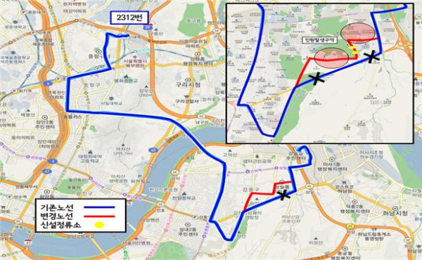 ▲2312번 노선도(강동구) (사진 = 서울시)