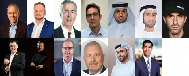▲(왼쪽 위부터 오른쪽으로) 마티아 라타기 교수, 빗 제들리치카 대통령, 마시모 부노모 유엔관계자, 스테판 러스트 대표,압둘라 유세프 알 나세르 변호사, 모하메드 주마 알 무샤르크 샤르자정부관계자, 톤 베이즈 트레이더, 지안잉 유 총장, 마르코 에피코코 대표, 랄프 글라비스치닉 대표, 앤서니 무어 회장, 술탄 앙리 라쉬드 루타 회장, 알리 마드하브지 유엔 컨설턴트.  (사진제공= 부산국제블록체인인공지능연합)