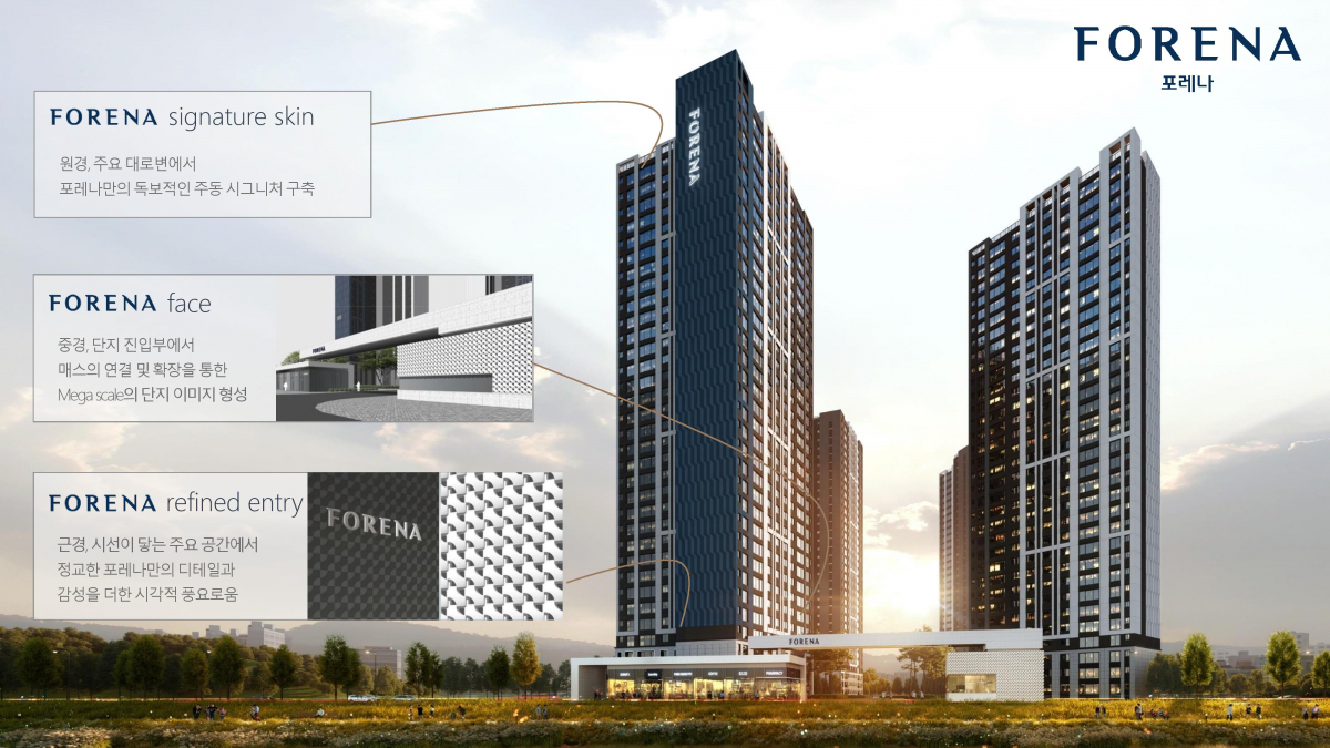 ▲'포레나 익스테리어 디자인' 콘셉트셉 설명 이미지. (자료 제공=한화건설)