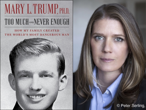 ▲도널드 트럼프 대통령의 개인사를 폭로한 책 ‘이미 과한데 결코 만족을 모르는’ 표지(왼쪽)와 이 책을 쓴 트럼프의 조카 메리 트럼프. AP뉴시스

