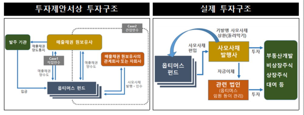 ▲옵티머스 자산운용 투자 구조. (자료 제공= 금융감독원.)