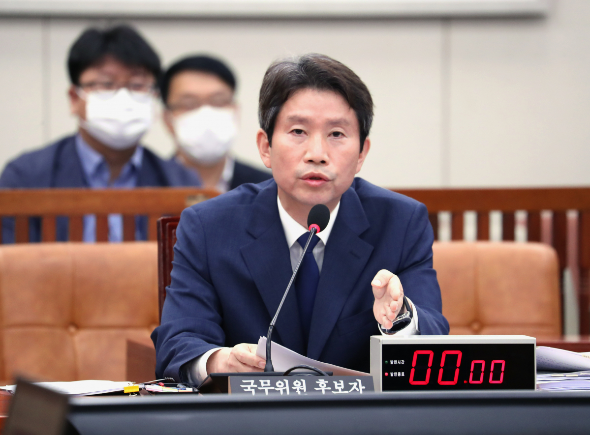 ▲이인영 통일부 장관 후보자가 23일 오후 서울 여의도 국회에서 열린 외교통일위원회 인사청문회에서 질의에 답하고 있다.  (연합뉴스)