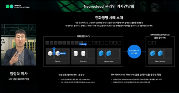 ▲임정욱 NBP 엔터프라이즈 세일즈 이사가 뉴로크랄우드의 적용사례에 대해 설명하고 있다.  (사진제공=미디어데이 캡쳐)