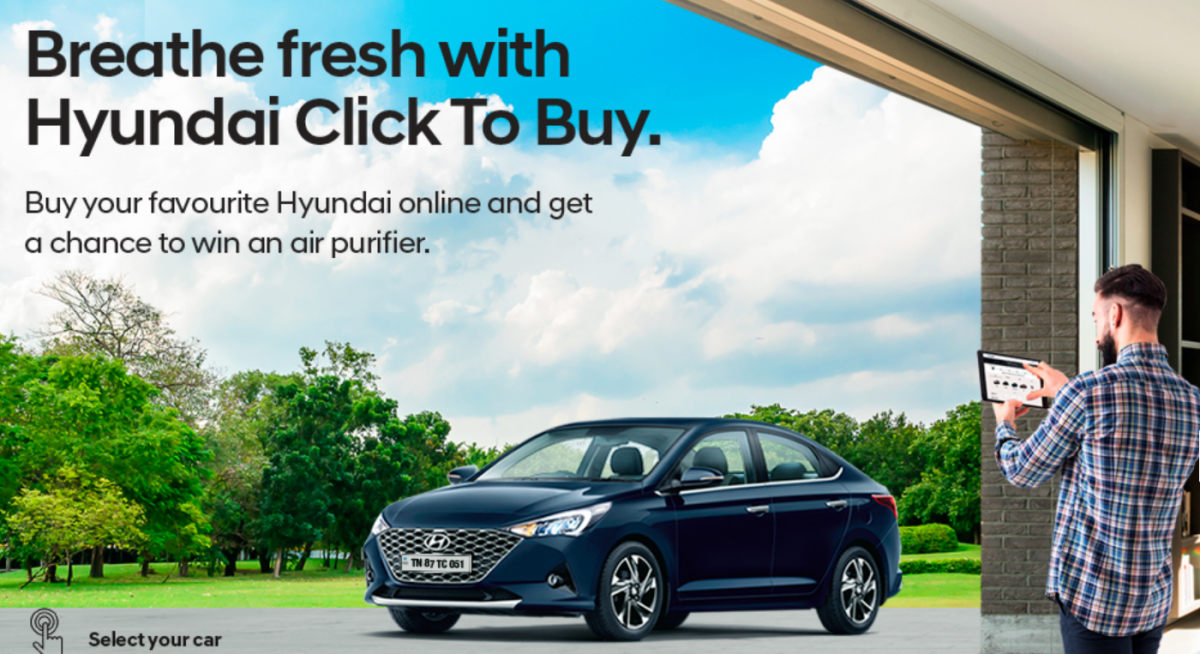 ▲온라인 자동차 구매 플랫폼 '클릭 투 바이(Click to buy)'  (출처=현대차 인도)