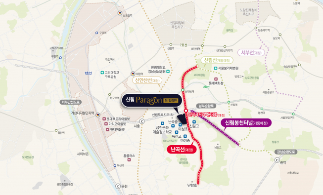 ▲신림 파라곤 더 밀리안 위치도 (표=피알메이저)