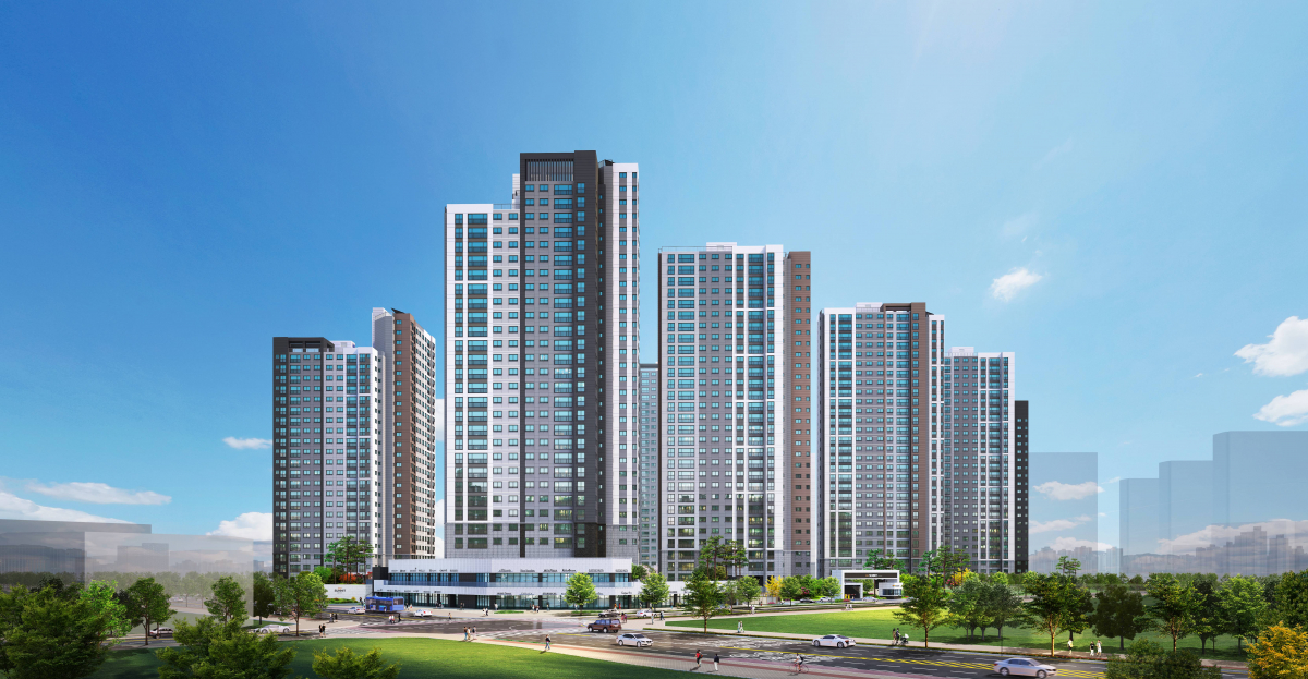 ▲호반산업이 경기 시흥시 정왕동에서 분양하는 '호반써밋 더 프라임' 아파트 투시도. (자료 제공=더피알)