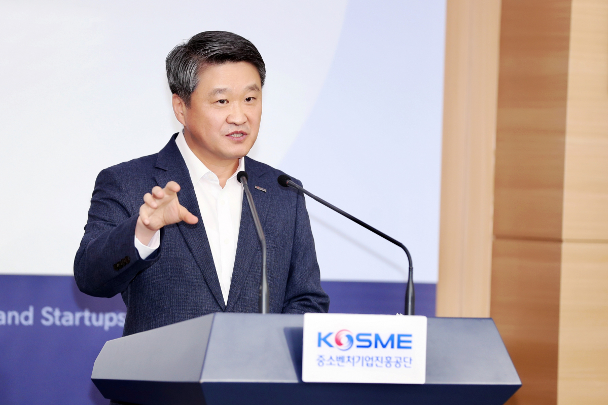 ▲김학도 중진공 이사장이 정부서울청사에서 발언하고 있다. (사진제공=중진공)