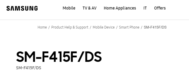 ▲최근 삼성전자는 보급형 폴더블 스마트폰인 'SM-F415F' 모델명을 삼성전자 인도 홈페이지 스마트폰 제품 항목에 추가했다. 한국이나 미국, 영국 등 주요 국가 삼성전자 홈페이지에선 해당 모델명을 검색해도 아무 결과도 뜨지 않는다.  (사진 출처=삼성전자 인도 공식 홈페이지 캡처)