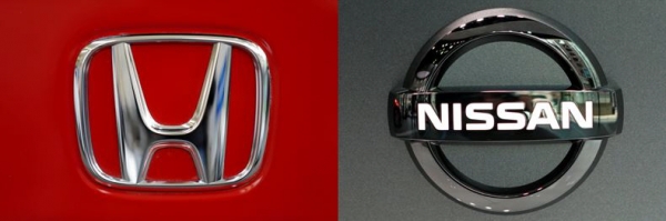 ▲일본 혼다자동차(왼쪽)와 닛산 로고. AP뉴시스
