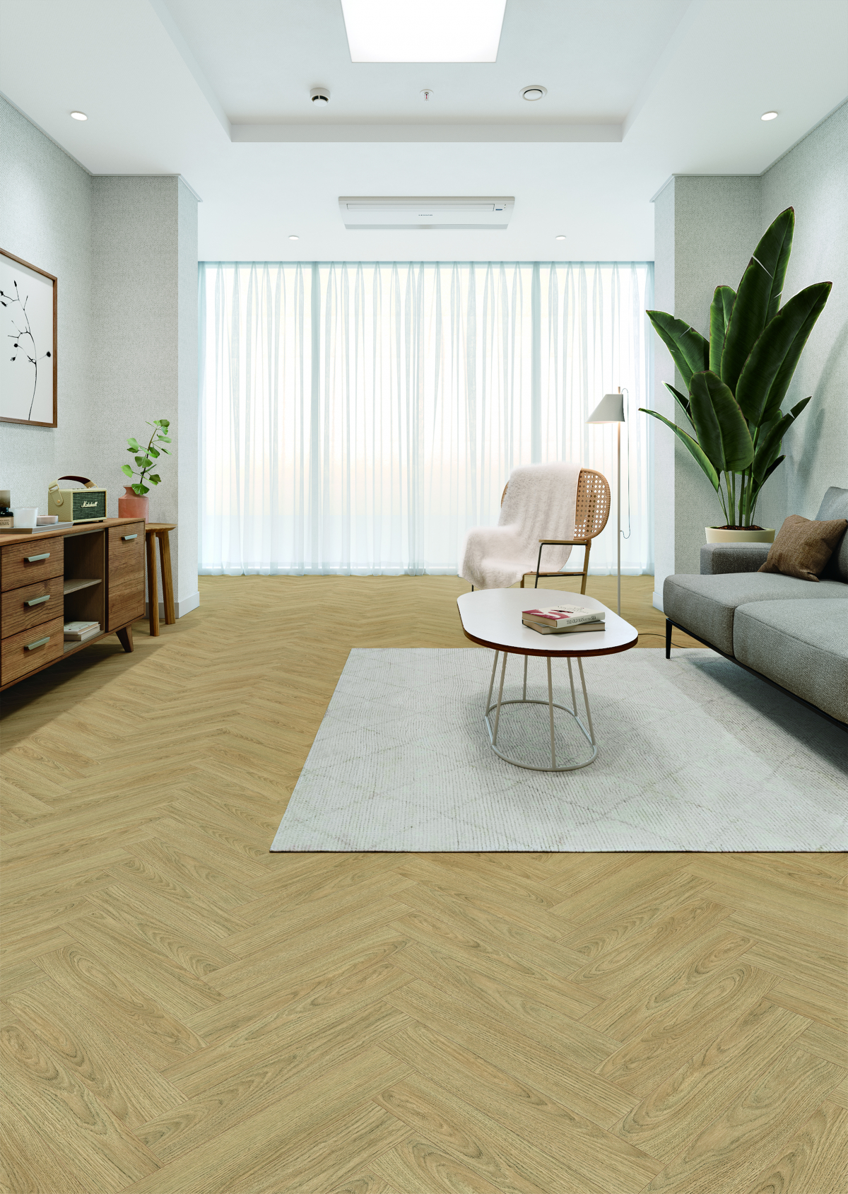 ▲한솔SB강 헤링본 클리어 오크패턴.  (사진제공=한솔홈데코)