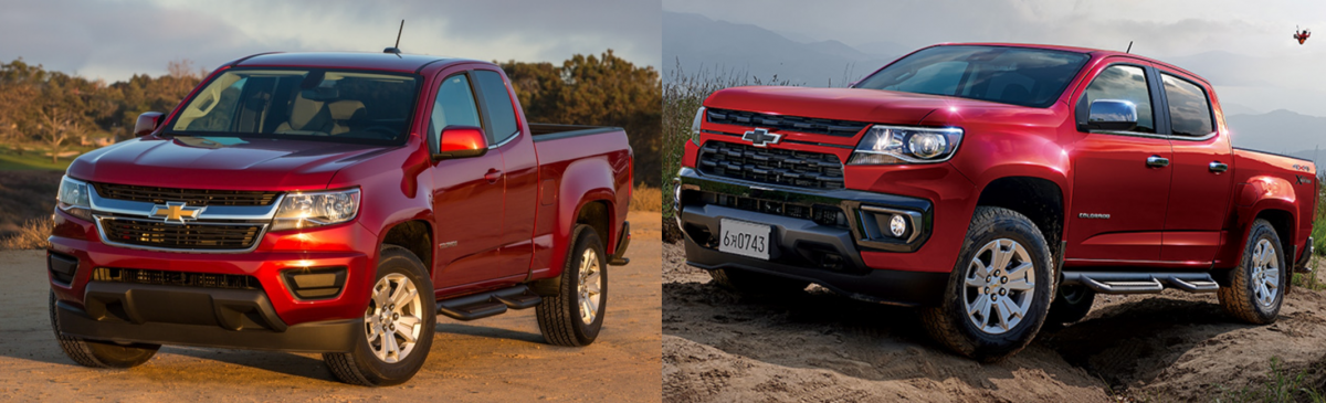 ▲지난해 출시된 콜로라(왼쪽)와 이번에 출시된 리얼 뉴 콜로라도(오른쪽) (사진제공=한국지엠)