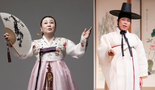 ▲국가무형문화재 판소리(심청가) 보유자로 인정된 김영자, 정회석 씨. (사진제공=문화재청)