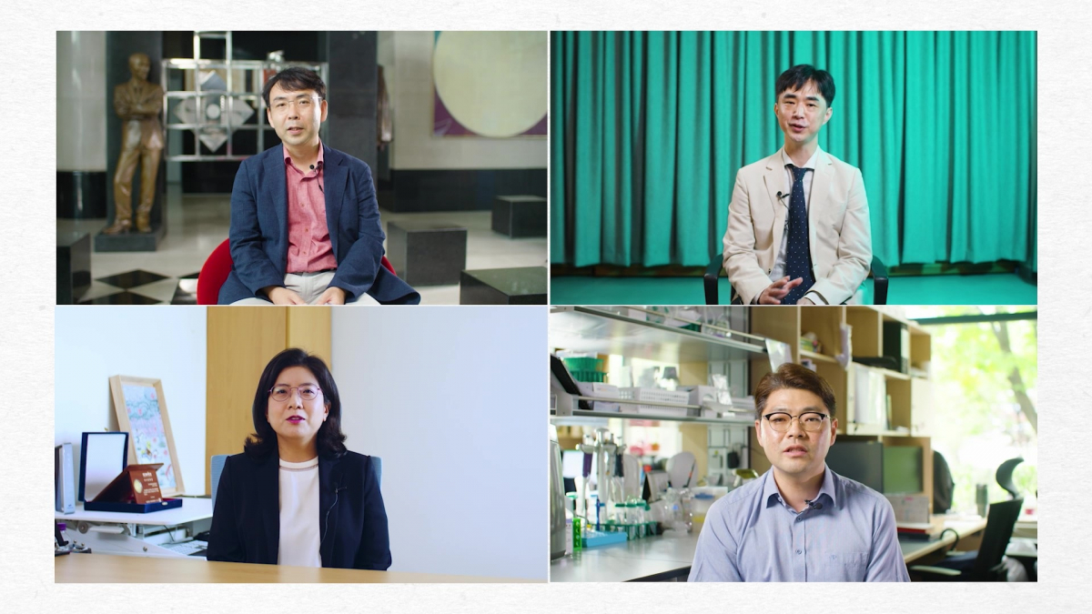 ▲삼성미래기술육성사업의 지원을 받아 알츠하이머 관련 연구를 진행하는 연구자들.    KAIST 박성홍 교수, 연세대학교 정호성 교수, KAIST 정원석 교수, 서울대학교 박혜윤 교수(왼쪽 위부터 시계방향) (사진제공=삼성전자)