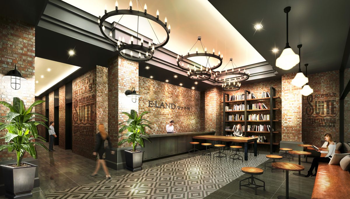 ▲이랜드건설이 서울 마포구 창전동 일대에 짓는 신촌 청년주택 로비 이미지. (사진제공=이랜드건설)