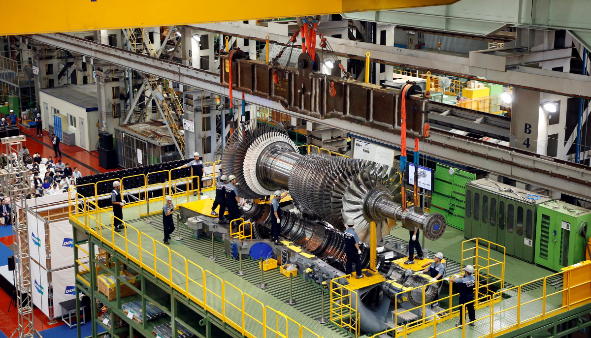 ▲두산중공업이 개발 중인 발전용 가스터빈 (사진제공=한국서부발전)