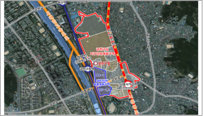 ▲금천구심 지구 개발 예정지 위치도 (사진=서울시)