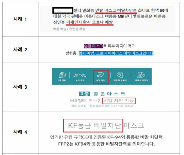 ▲허위‧과대광고 위반 사례 (사진제공=식품의약품안전처)