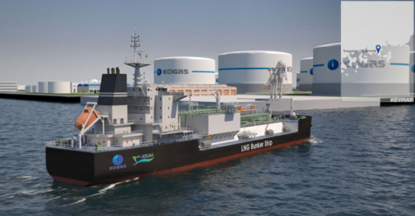 ▲선박 연료용 LNG 공급설비를 탑재한 아시아 최초 LNG 벙커링 겸용 선박인 'SM JEJU LNG 2호'  (사진제공=한국가스공사)