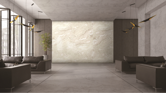 ▲소방산업대상 국무총리표창를 수상한 LG하우시스의 LG지인 준불연 시트 오닉스 마블 패턴 (사진제공=LG하우시스)