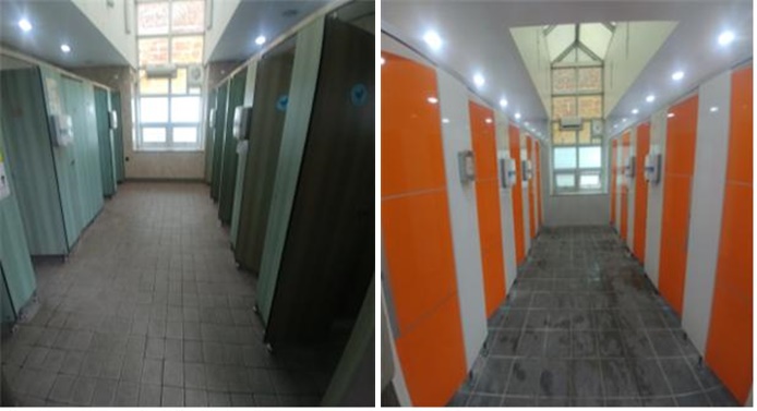 ▲이촌 고정식 화장실 개선 전(좌)과 후. (사진제공=서울시)