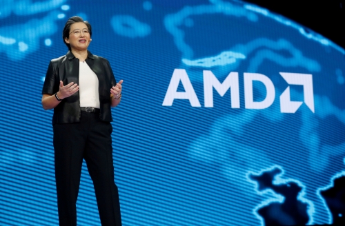 ▲리사 수 AMD 최고경영자(CEO)가 2019년 미국 네바다주 라스베이거스에서 열린 CES에서 연설하고 있다. 라스베이거스/로이터연합뉴스

