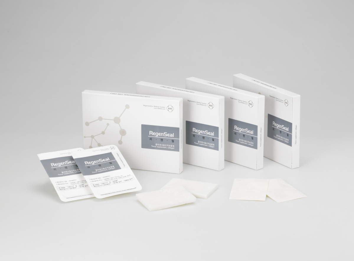 ▲세원셀론텍이 시판 중인 ‘리젠씰’(콜라겐사용조직보충재) 매트릭스형 제품 모습 (사진제공=세원셀론텍)