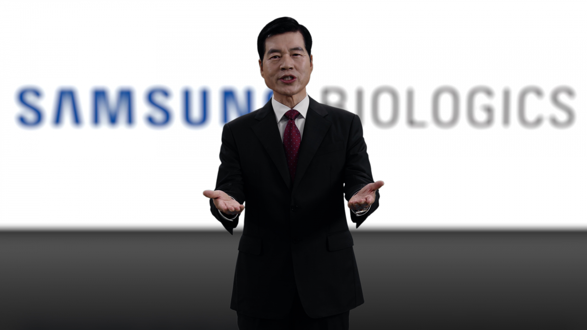 ▲김태한 삼성바이오로직스 사장이 29일 미국 샌프란시스코 CDO R&D 센터 온라인 개소식에서 설명하고 있다. (사진제공=삼성바이오로직스)