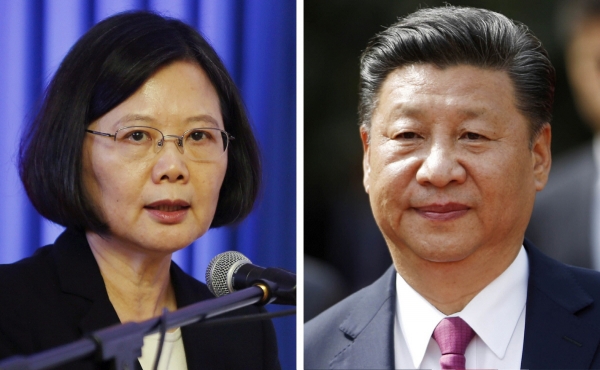 ▲차이잉원(왼쪽) 대만 총통과 시진핑 중국 국가주석. AP뉴시스
