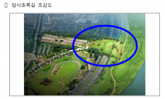 ▲서울 한강-암사 선사 유적지 연결 '암사초록길' 조감도.  (자료제공=서울시)