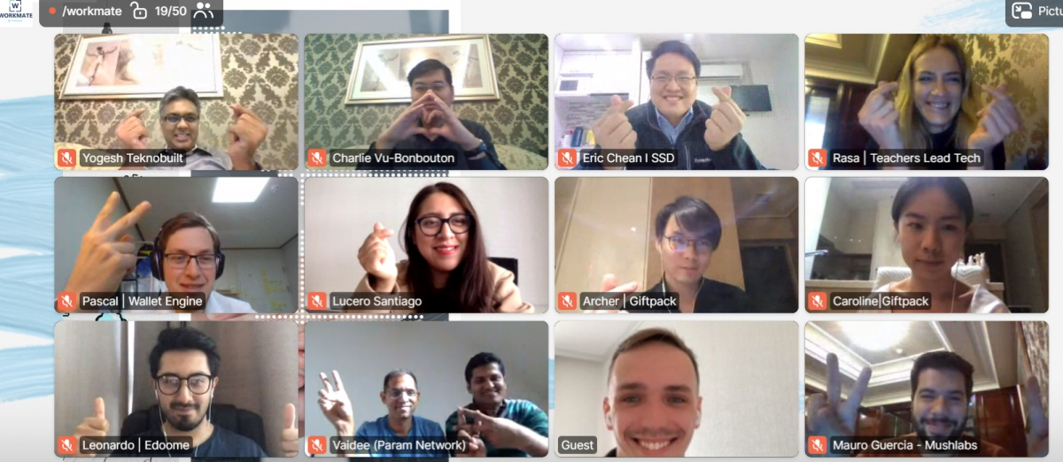 ▲5일 오전 ‘NIPA K-스타트업 그랜드챌린지 기자 간담회’가 온라인으로 진행됐다. 이번 행사에 참석한 해외 스타트업 11개사.  (사진제공=더벤처스)