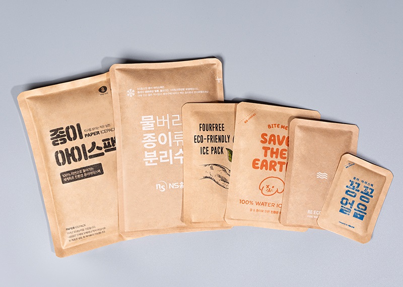 ▲바인컴퍼니가 최근 특허받은 자연친화적인 ‘종이 아이스팩’을 쿠팡, 우아한형제들, G마켓 등 300개사에 공급한다. (사진제공=바인컴퍼니)