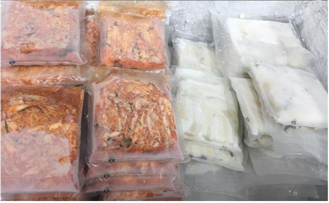 ▲과냉각 상태로 얼린 냉동 김치. (사진제공=농촌진흥청)