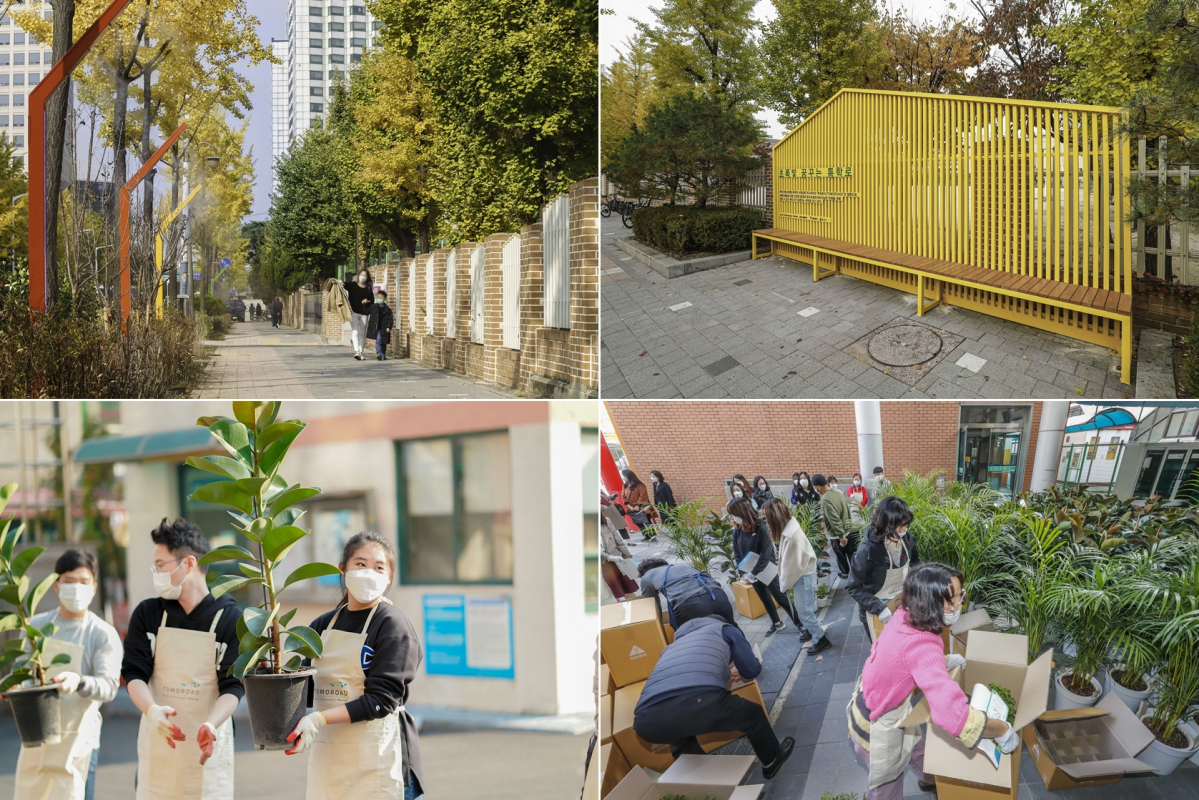 ▲아우디폭스바겐코리아가 서울시와 함께 통학로 주변 환경 개선 사업 가운데 하나인 '초록빛 꿈꾸는 통학로' 프로젝트를 진행했다. (사진제공=AVK)