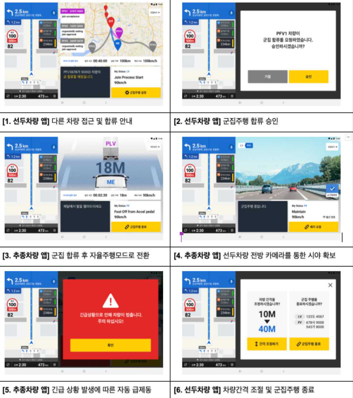 ▲군집주행 기사용 앱 화면 예시다. (사진제공=카카오모빌리티)