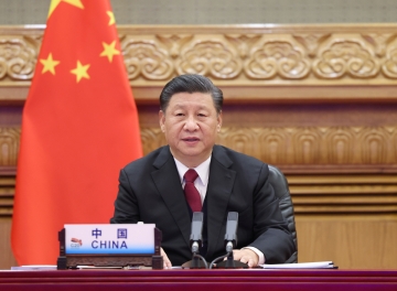 ▲시진핑 중국 국가주석이 22일 베이징에서 화상을 통해 제15차 주요 20개국(G20) 둘째 날 정상회의에 참석해 연설하고 있다. 베이징/신화뉴시스
