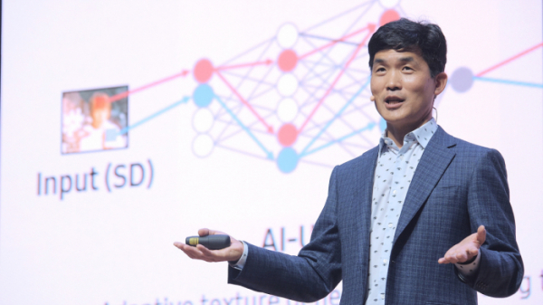 ▲삼성리서치 승현준 소장(사장)이 '삼성 AI 포럼 2020'에서 기조연설을 하고 있다. (사진제공=삼성전자)