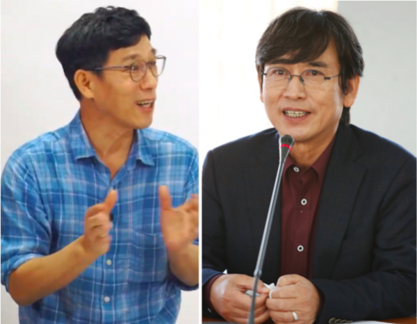 ▲진중권 전 동양대 교수(왼쪽)과 유시민 노무현재단 이사장 (연합뉴스)
