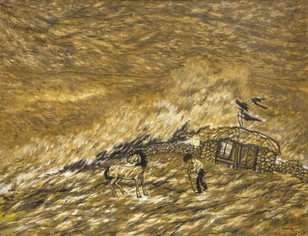 ▲변시지 '폭풍의 바다', 1989, Oil on canvas, 91x117㎝(50호). (사진제공=가나아트)